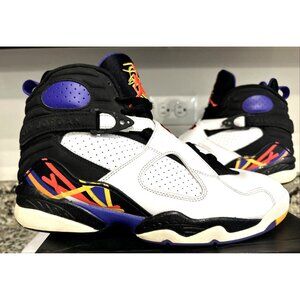 Nike Air Jordan 8 Retro Three Peat Leather Sneakers Shoes Mens Size 9 Multicolor